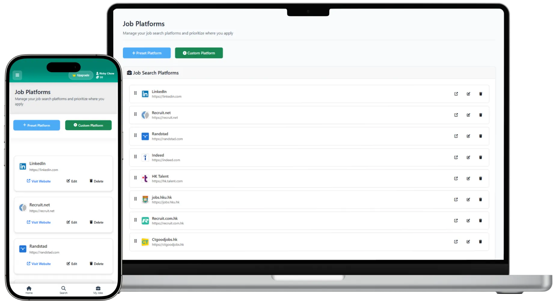 Job Platforms List Demo