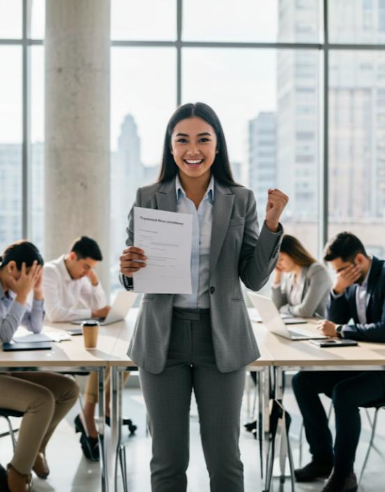 Professional standing out from the crowd